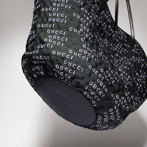 Maxi woven tote bag - black and white grosgrain