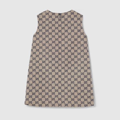 Children's GG canvas dress - beige and blue