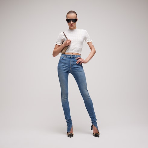 Braided cotton blend top - white