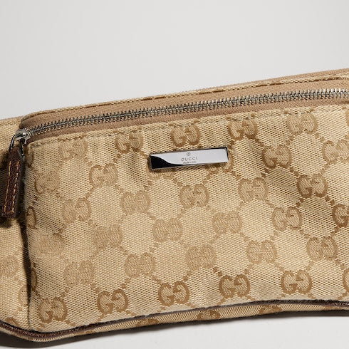 Flatpack large belt bag - sand and brown GG canvas