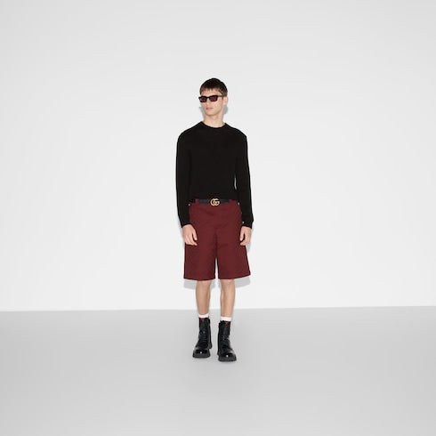 Cashmere sweater with Web intarsia - black