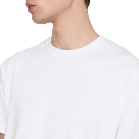 Cotton jersey T-shirt with embroidery - white