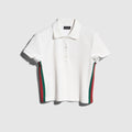 Rib cotton jersey polo shirt with Web - white