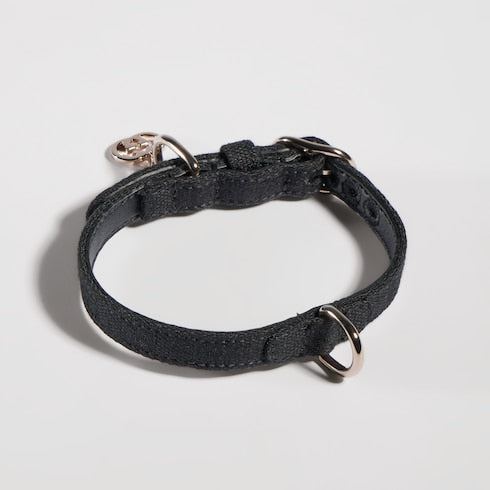 Extra-small pet collar - black GG canvas