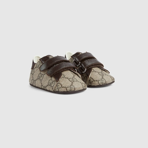 Baby Gucci Ace sneaker - beige and ebony GG Supreme