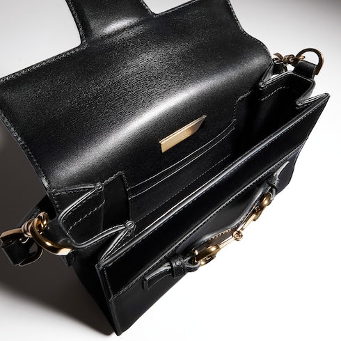 Horsebit Duomo small top handle bag - black leather