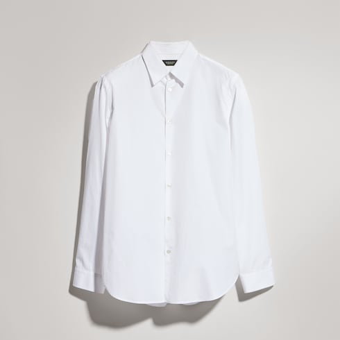 Piece dyed cotton poplin shirt - white