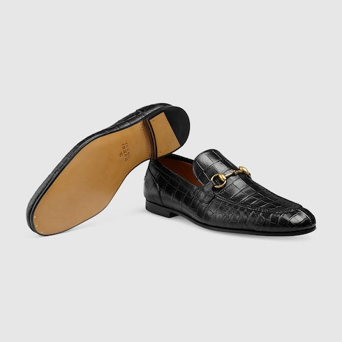 Men's Gucci Jordaan crocodile loafer - black