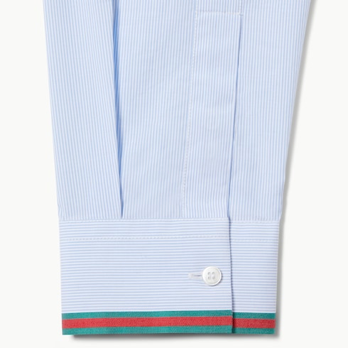 Striped cotton shirt with Web - light blue and white