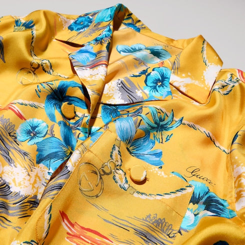 Printed silk twill shirt - multicolor