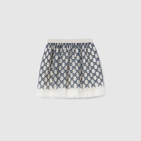 Baby embroidered GG nylon skirt - navy and off white