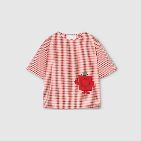 Baby gingham cotton T-shirt - red and white