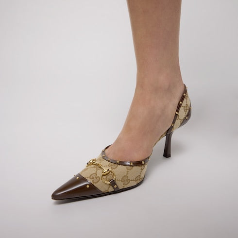 Women's Savoy pump - sand and brown GG canvas