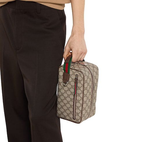 Medium GG toiletry case - beige and brown GG Supreme