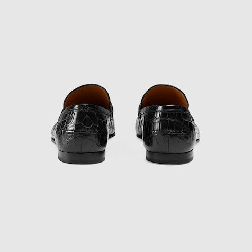 Men's Gucci Jordaan crocodile loafer - black