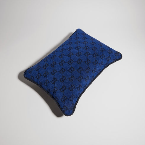 GG cotton rectangular cushion - blue GG cotton