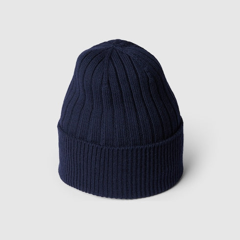 Wool hat with logo - dark blue