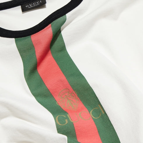 Cotton jersey T-shirt with print - white