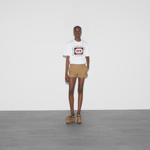 Printed cotton jersey T-shirt - white