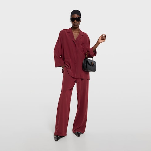 Silk crêpe de chine pants - bordeaux