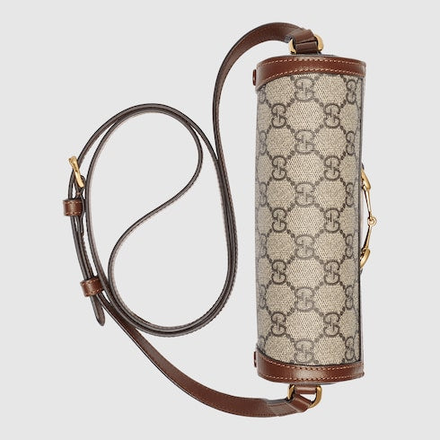 Gucci Horsebit 1955 mini bag - beige and dark brown GG Supreme