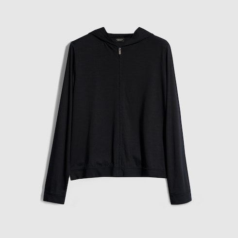 Soft rayon jersey zip jacket - black
