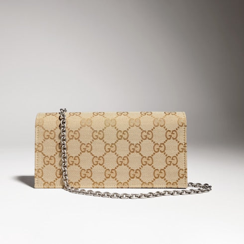 Dionysus wallet on chain - sand and brown GG canvas