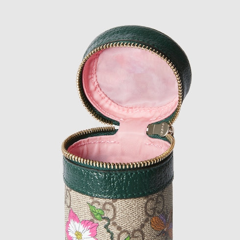 GG pencil case with print - beige and dark brown
