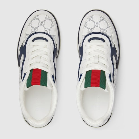 Men's Gucci Re-Web sneaker - white and blue GG leather