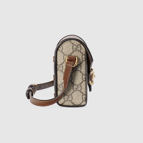 Gucci Horsebit 1955 mini bag - beige and dark brown GG Supreme