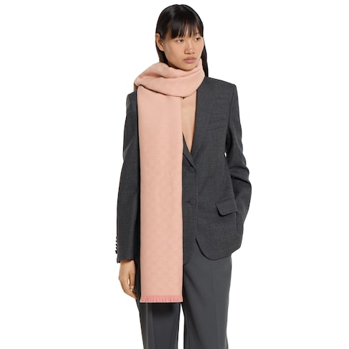 GG wool scarf - light pink and pink