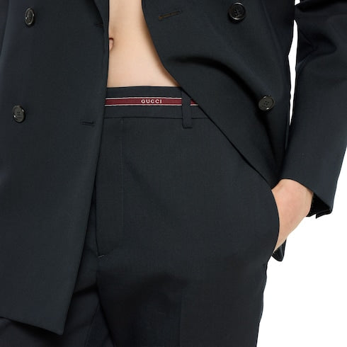 Wool pants with Gucci selvedge detail - dark blue