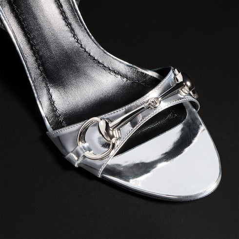 Women's Donna platform sandal - silver lamé leather