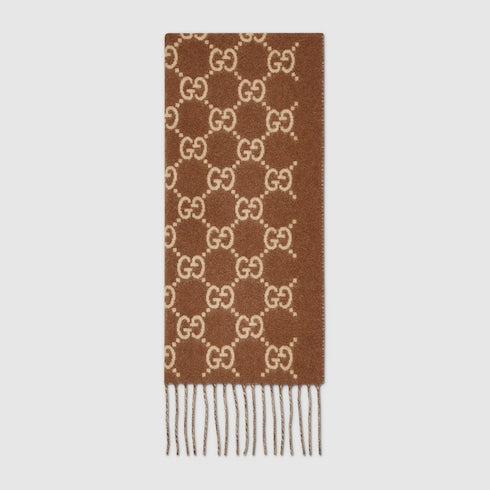 GG cashmere scarf - brown and beige