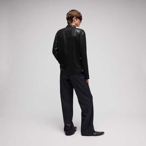 Shiny technical satin shirt - black