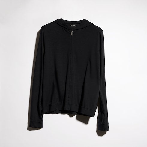 Soft rayon jersey zip jacket - black