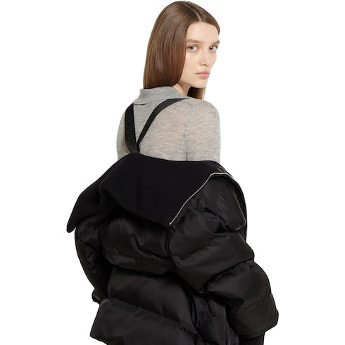 Gabardine fine nylon jacket with logo - black