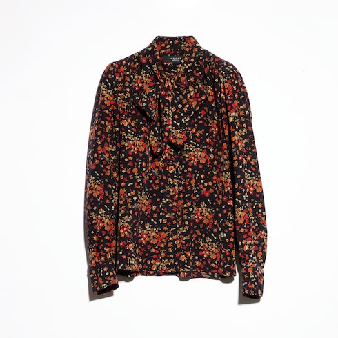 Printed silk shirt - black and red