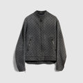 GG cotton denim jacquard zip jacket - dark grey