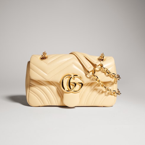 GG Marmont small shoulder bag - light yellow leather