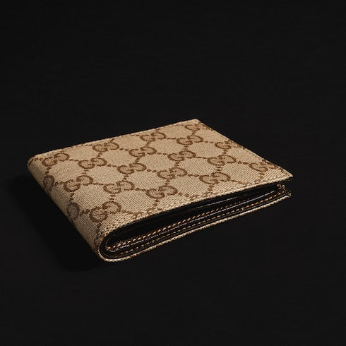 Gucci Essence Classic bi-fold wallet - sand and brown GG canvas
