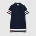 Children's cotton polo dress - dark blue