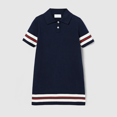 Children's cotton polo dress - dark blue