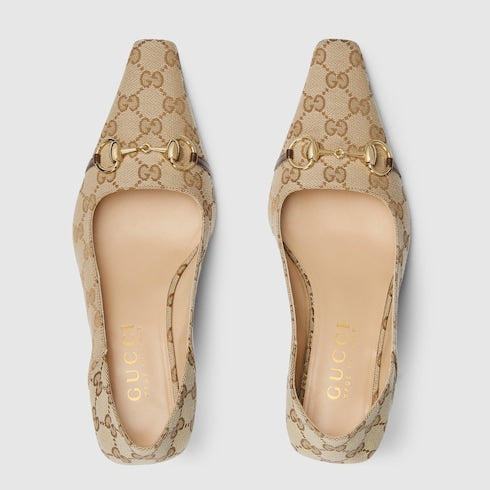 Women's Vittoria pump - sand and brown GG canvas