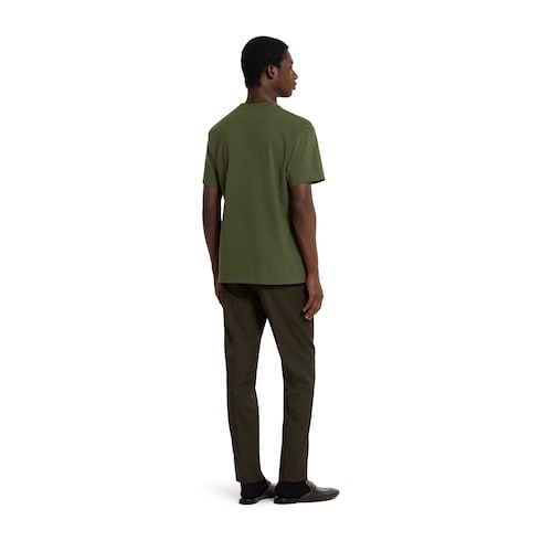 Cotton jersey T-shirt with embroidery - forest green