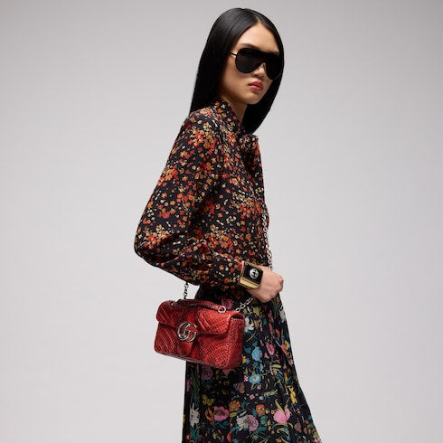 GG Marmont python small shoulder bag - deep red