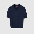 GG pointelle cotton silk polo shirt - blue