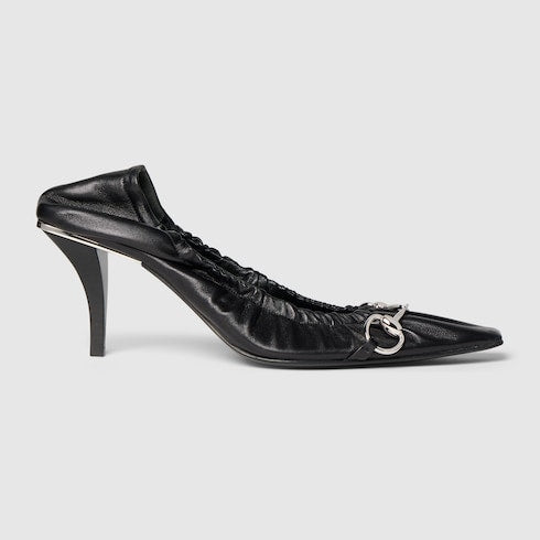 Women's Vittoria pump with elastic - black soft nappa leather