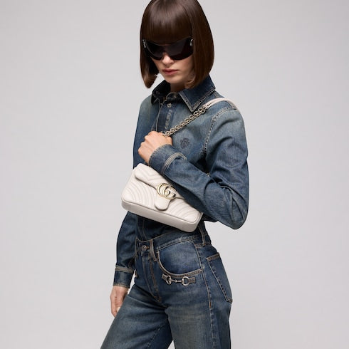 GG Marmont small shoulder bag - light grey leather