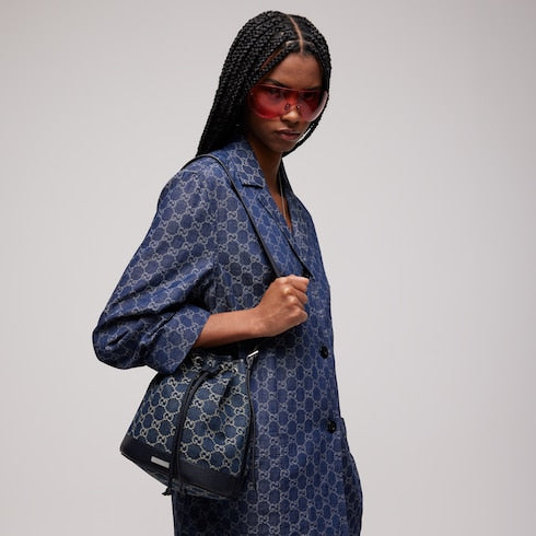 Gucci Venice small bucket bag - dark blue GG denim